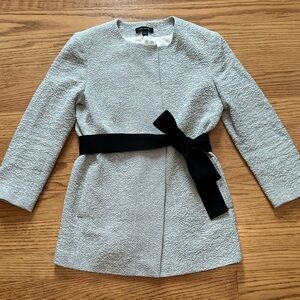 Ann Taylor Off White / Grey Jacket With Belt Size 0
